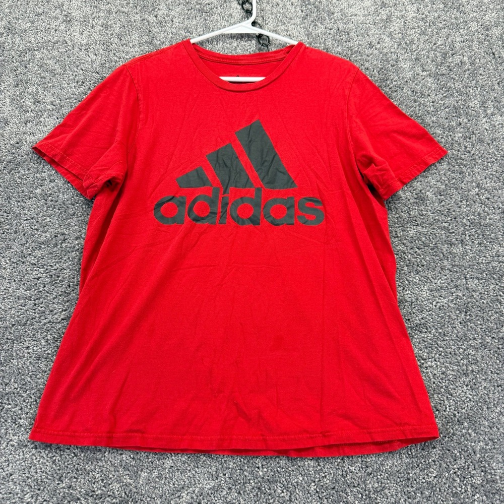 Adidas Amplifier Tee Mens Large Red Short Sleeve Graphic Logo T-Shirt Sportswear